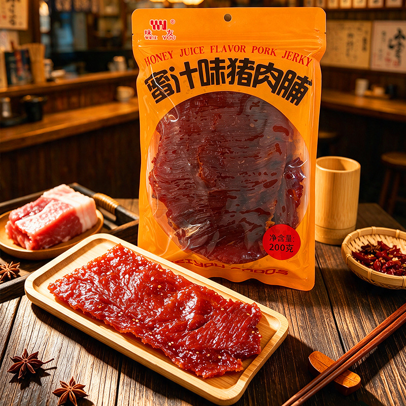 Weiyou food honey pork jerky meat snacks hand tear honey pork jerky Minnan specialty instant net red snacks