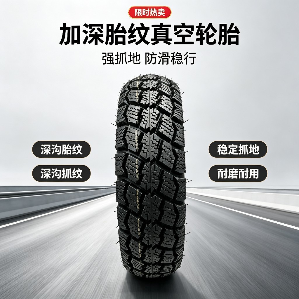 Brand new, unopened 90/90-12 vacuum tire, snow tire, thickened with eight layers, designed for anti-slip and wear resistance