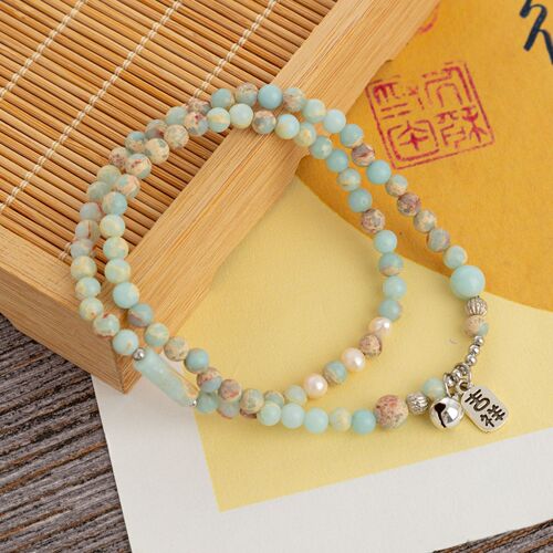 New Chinese-style Shoushan Stone Beaded Bracelet Women's Light Luxury Unique Design Retro Elegant Double-Layered Stacked Bracelet Jewelry