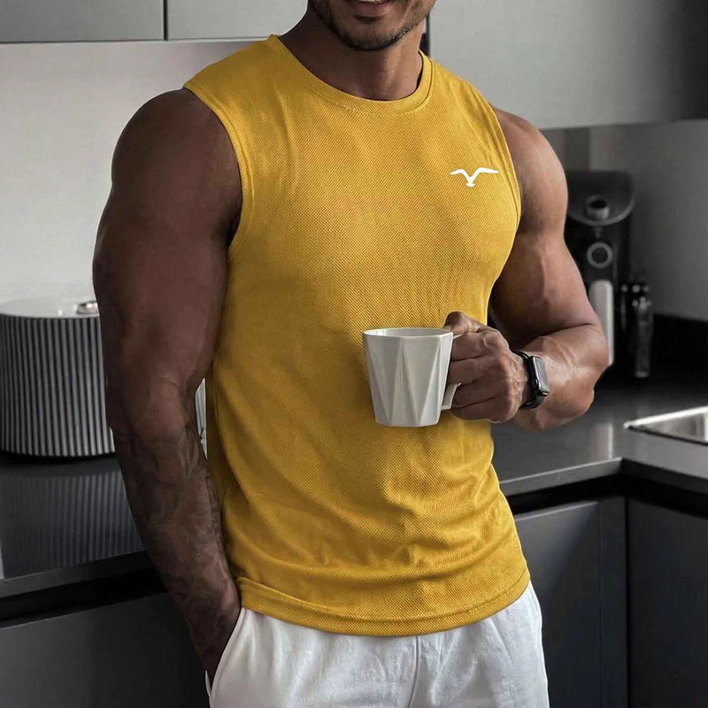 2026 Cross-Border Foreign Trade Summer Sports Fitness Muscle Breathable Mesh Slim Fit Printed Wide Shoulder Sleeveless Vest Short Sleeve 2026 Cross-Border Foreign Trade Summer Sports Fitness Muscle Breathable Mesh Slim Fit Printed Wide Shoulder Sleeveless Vest Short Sleeve