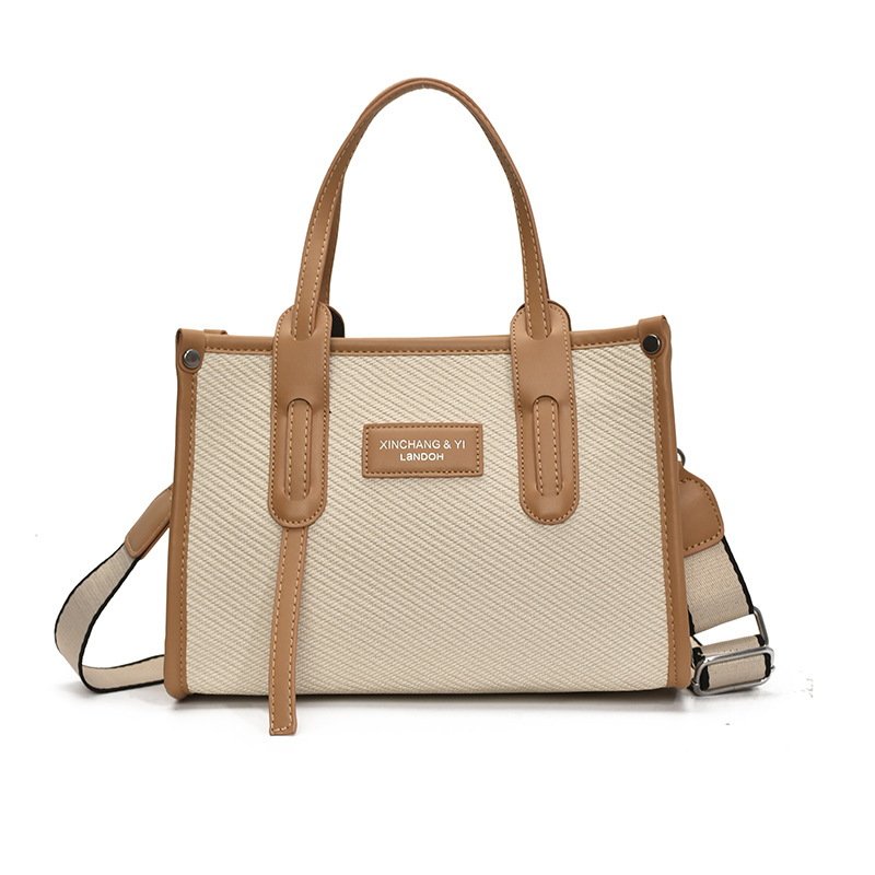 Bolso de gran capacidad para mujer 2025 verano nuevo estilo moda contraste color costura mensajero bolso simple de viaje