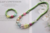 Shiny acrylic cute children's necklace and bracelet, set, Korean style, wholesale