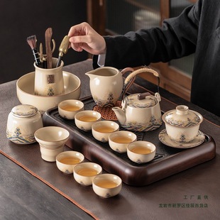 Source Ru Kiln Kung Fu Tea Set 2025 New Household Accessible Luxury Ceramic Teapot Office Reception Tea