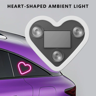 Cross-Border Popular Car Led Light, Heart-Shaped Car Led Ambient Light, Solar-Powered USB Triangular Window Modification, No Wiring Needed