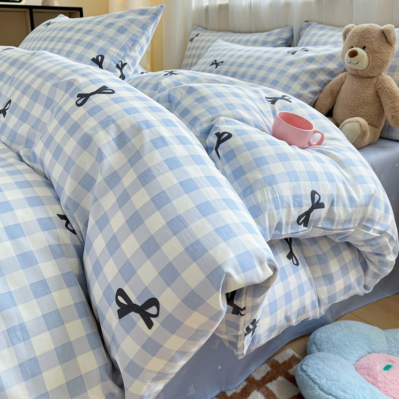 Cama de algodón de cuatro piezas 100 funda de edredón de algodón sábana dormitorio de tres piezas ropa de cama nueva 2025