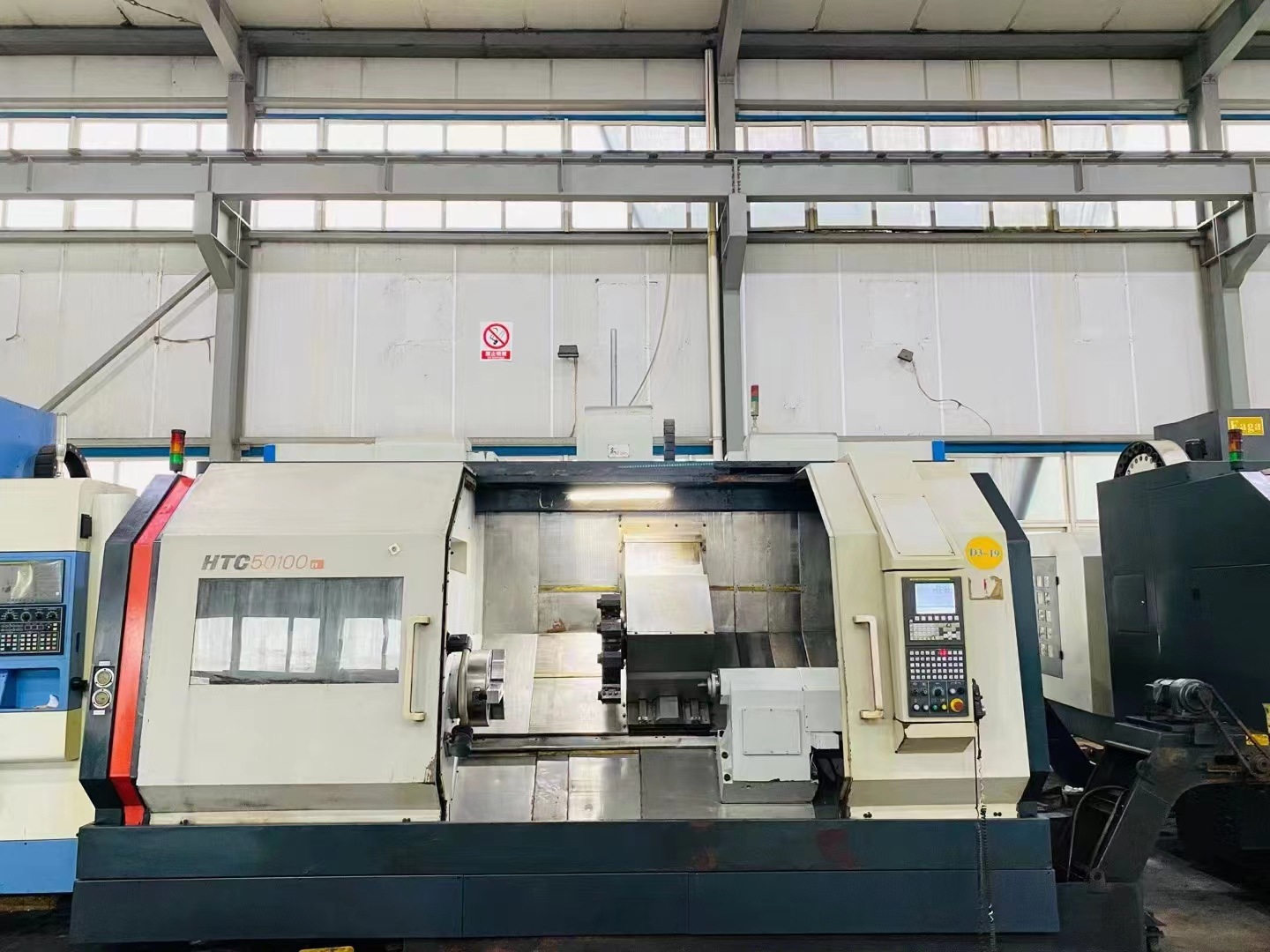 转让沈阳HTC50100n数控斜身车发那科Oi-TD系统通孔直径104