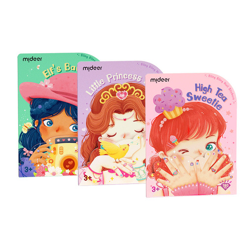 mideer Milu children's glitter nail stickers baby princess waterproof easy to tear small fresh diy nail art stickers 3 years old +