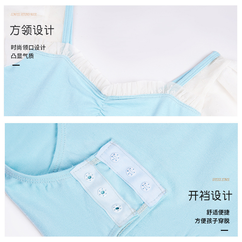 Traje de baile Traje de verano de manga corta para niños Traje de una pieza de manga voladora de doble capa Traje de entrenamiento de ballet Traje de baile de gimnasia corporal