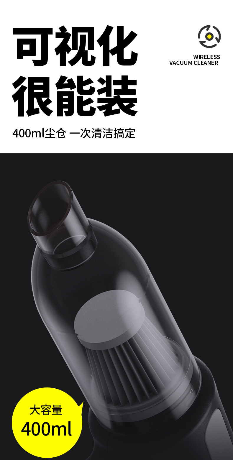 [Customized] Cross-Border Handheld Wireless Car Vacuum Cleaner with Suction and Blowing Functions, Super Strong Suction Power, Brushless Car Vacuum Cleaner