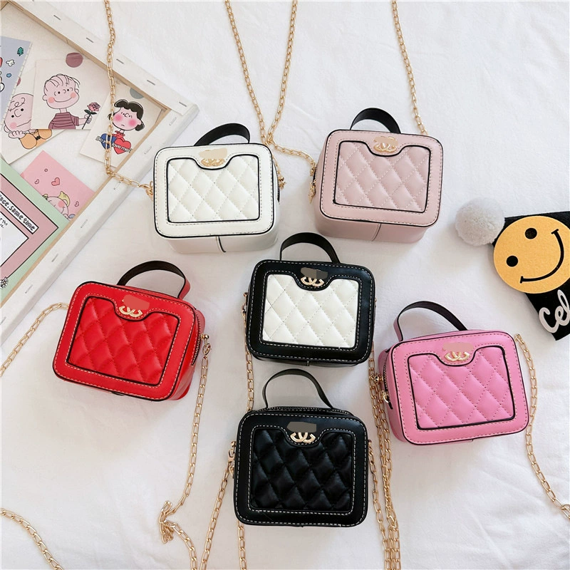 Demi-season children's bag, small chain with diamond pattern, shoulder bag, Chanel style
