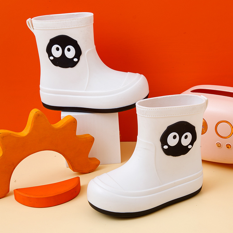 Children's Rain Boots, Girls' Comfortable Student Water Shoes, Mid-Tube Boys' Rain Boots, Medium and Large Kidsren's Cartoon Cute Family Rain Boots