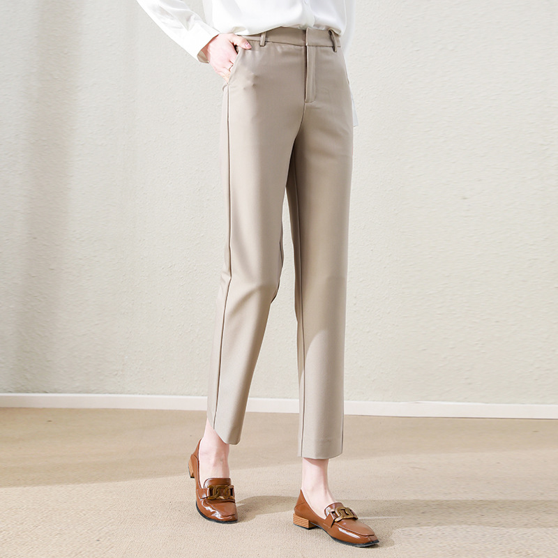 Women's Cropped Cigarette Pants 2026 Spring New Style Petite Straight-Leg High-Waisted Slimming Dress Pants Professional Suit Pants