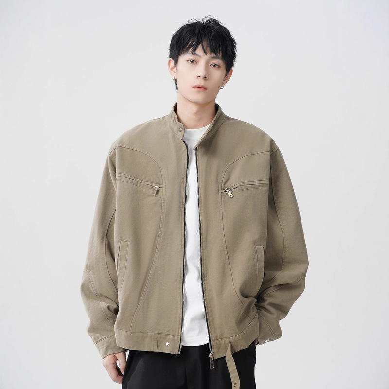 American Retro Harrington Canvas Short Jacket for Men and Women, Autumn Trendy High Street Cool Cleanfit Stand Collar Coat