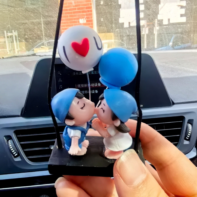 Globo blanco besa a los niños y niñas espejo retrovisor de coche colgante interior de coche colgante decoración de coche colgante de coche