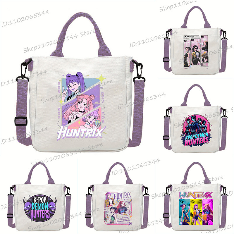 2025 Popular New Korean Girl Group Printed Crossbody Bag Girls Fashion Casual Canvas Bag Cute Cartoon