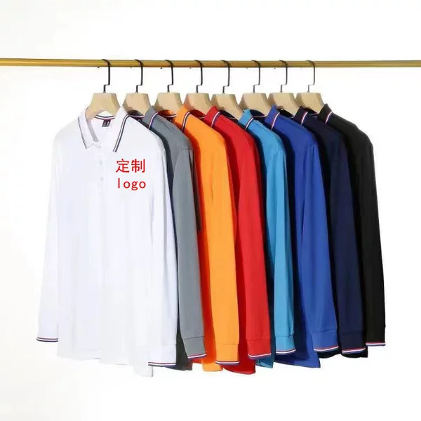 New style collared long-sleeve POLO shirt, factory uniform, custom workwear, team uniform, class uniform, printed DIY wholesale advertising shirt