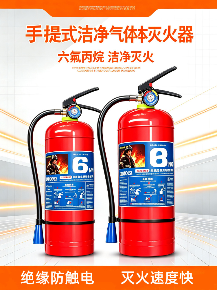 Hanging hexafluoropropane fire extinguisher 2kg 3kg 4kg 6kg 8kg for server rooms, portable ultra-clean gas automatic