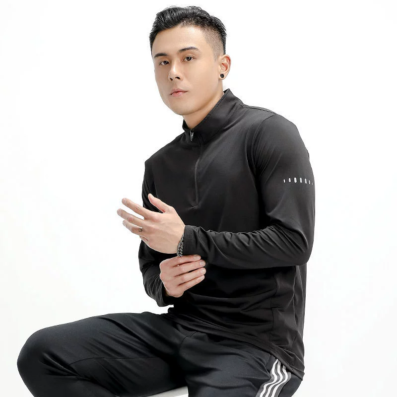 2023 новый весенне-летний качественный мужской топ на молнии с длинным рукавом, Мужской Хлопковый Спортивный Повседневный с круглым вырезом и длинным рукавом T