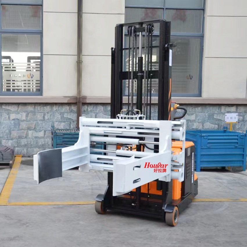 HOULAR站驾式平衡重选配360度旋转抱夹步行平板夹卷膜翻转堆高车