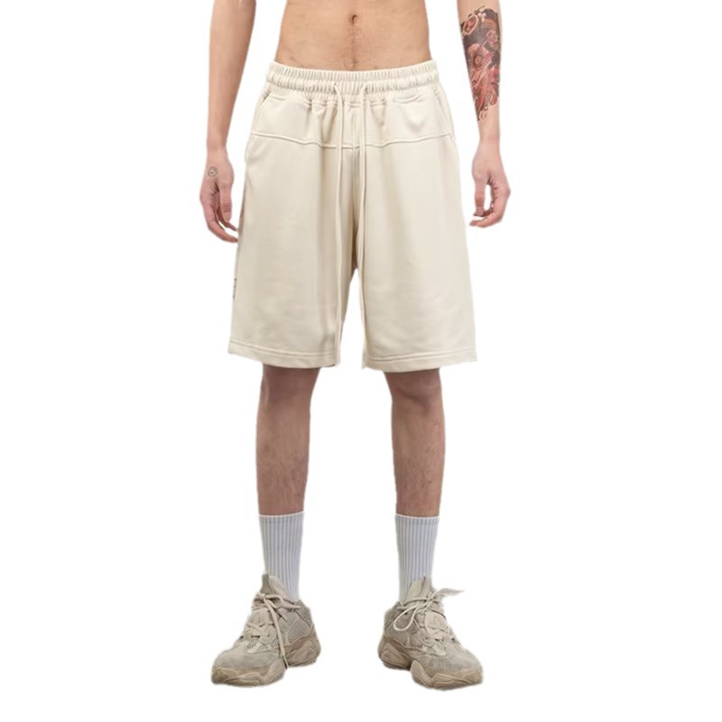 Pantalones cortos casuales de verano para hombres, marca de moda ins, color sólido, color de contraste simple, pantalones deportivos de cinco puntos colgantes rectos sueltos casuales