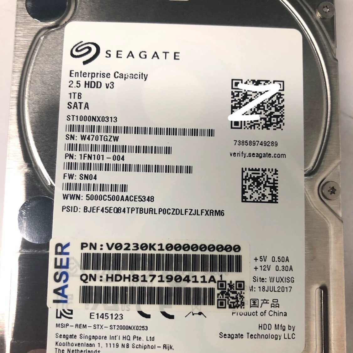 Серверный жесткий диск корпоративного класса 1TB SATA Inspur 2,5-дюймовый 1T ST1000NX0313