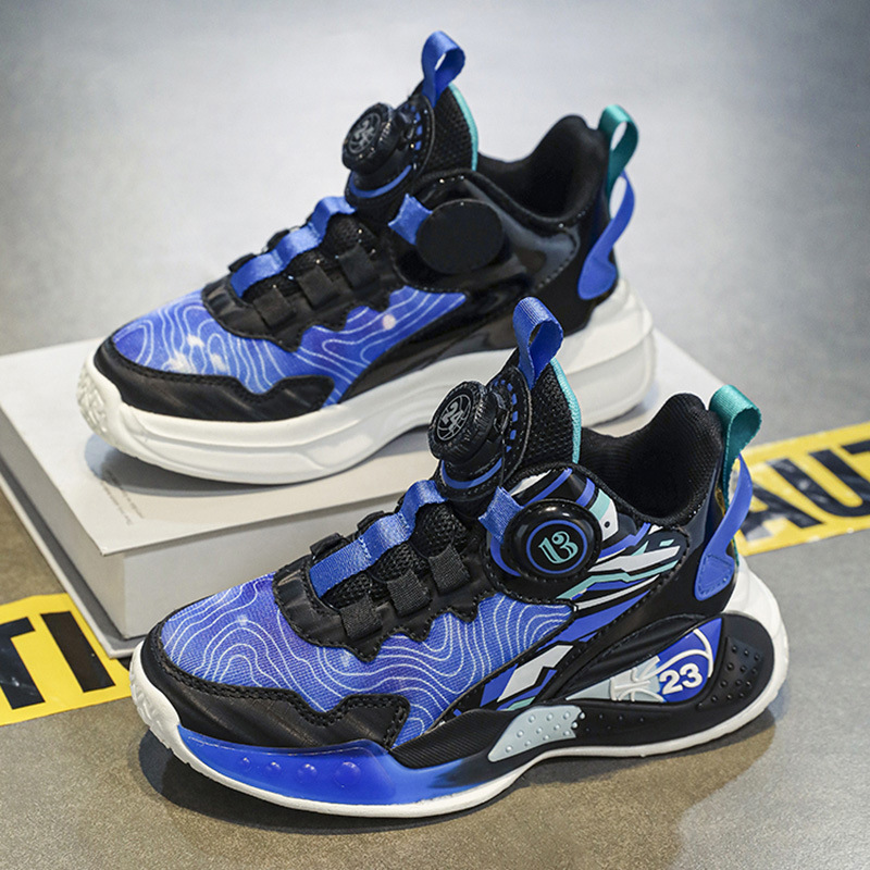 Zapatillas para niños, malla, transpirable, nuevas zapatillas de baloncesto con botones de verano 2025, moda para estudiantes, zapatos para niños de mediana edad