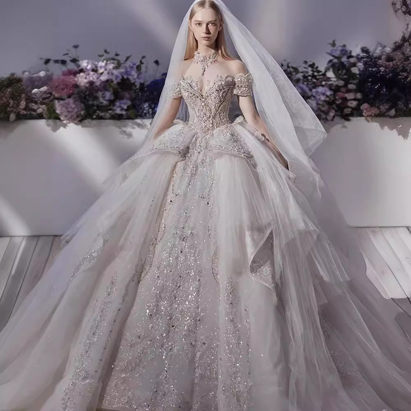 Heavy Industry Main Wedding Dress 2025 New Bride on the Run Princess Small Large Size Tail High-End One-Shoulder D101