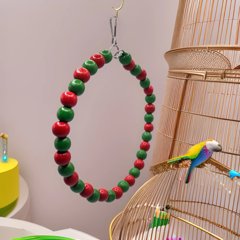 Tema de Navidad transfronterizo juguete de pájaro loro pájaro colorido columpio pájaro anillo juguete jaula de pájaro adorno colgante