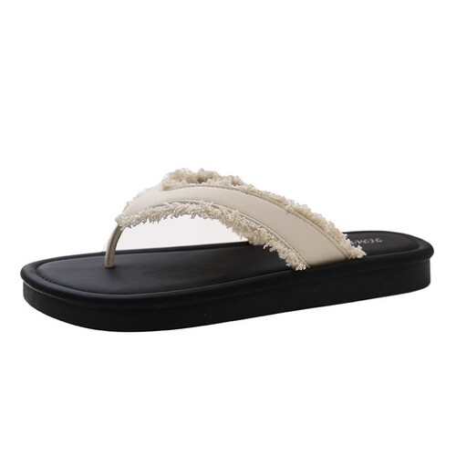 Beach Influencer Sandals Slippers for Women 2025 Summer Fashion New Versatile Retro Flat Thick Sole Roman Herringbone Sandals