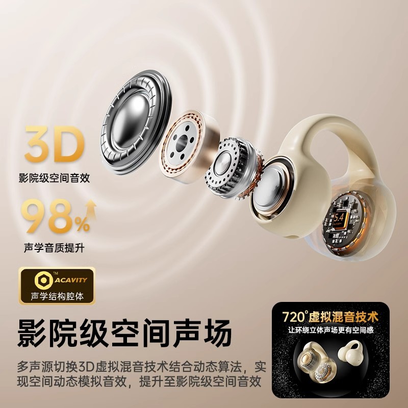 Soei GK9 auriculares Bluetooth conducción inalámbrica de aire óseo no en el oído abierto tipo clip de oído deportivo para correr sin dolor