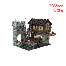 跨境热卖现货MOC-124794小颗粒拼装积木玩具中世纪建筑港口模型