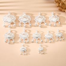 8455号足银999福字花丝长命锁宝宝爆款网红银锁银饰福锁直播爆款