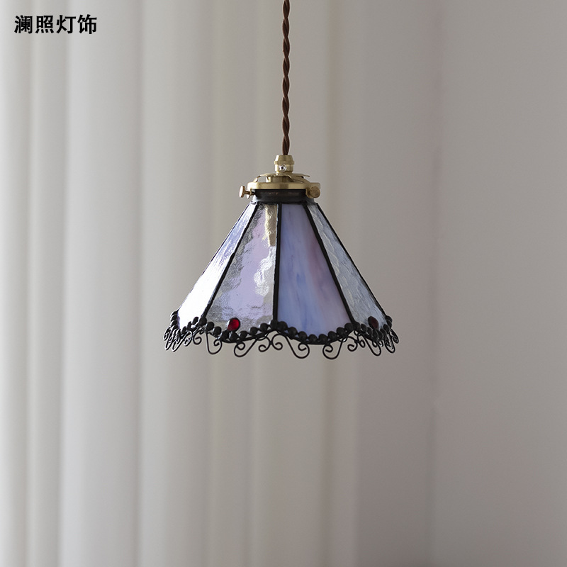 Japanese Tiffany Chandelier Old Shanghai Bedroom Bedside Republic of China Style Restaurant Hallway Handmade Glass Brass Retro Lamp