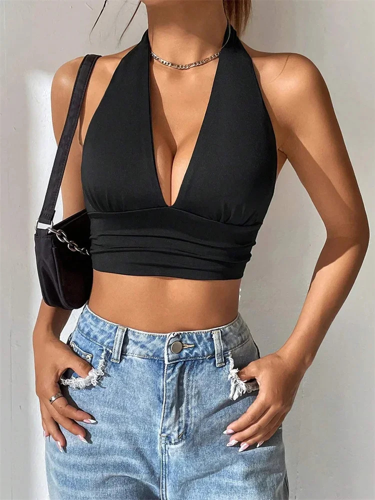 98g Weight Polyester, Milk Fiber Fabric Type Short Top Length Vest Tops Type Holiday, Daily Occasion Halter Neck Neckline Slim Fit Type Solid Color Pattern Summer Season Women's Gender Casual, Elegant, Streetwear Style Wholesale Women's Casual Elegant Streetwear Solid Color Tank Tops 8