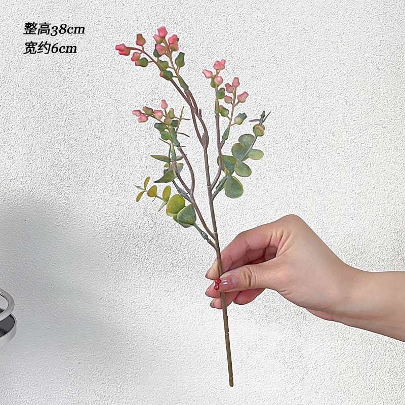 Simulación de estilo nórdico de fruta de eucalio de dinero ramas de flores falsas flores decoración de la mesa de comedor decoración