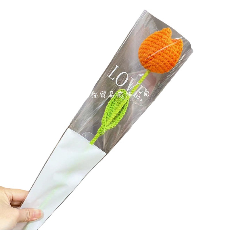 Acabado hecho a mano crochet Tulip flor artificial Océano Lotus flor holandesa