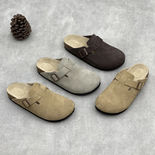 2025年夏季手工真皮勃肯半拖软皮包头厚底拖鞋时尚百搭真皮男女款