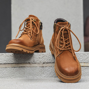 British Style Retro High-top Tough Man Martin Boots Men's Autumn and Winter New Youth Lightweight Breathable Outdoor Tooling Boots