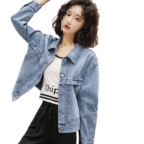Women's Jeans Jacket 2025 Spring and Autumn Korean Style Loose Fashion Trendy Short-Sleeve Simple Letter Embroidered Top