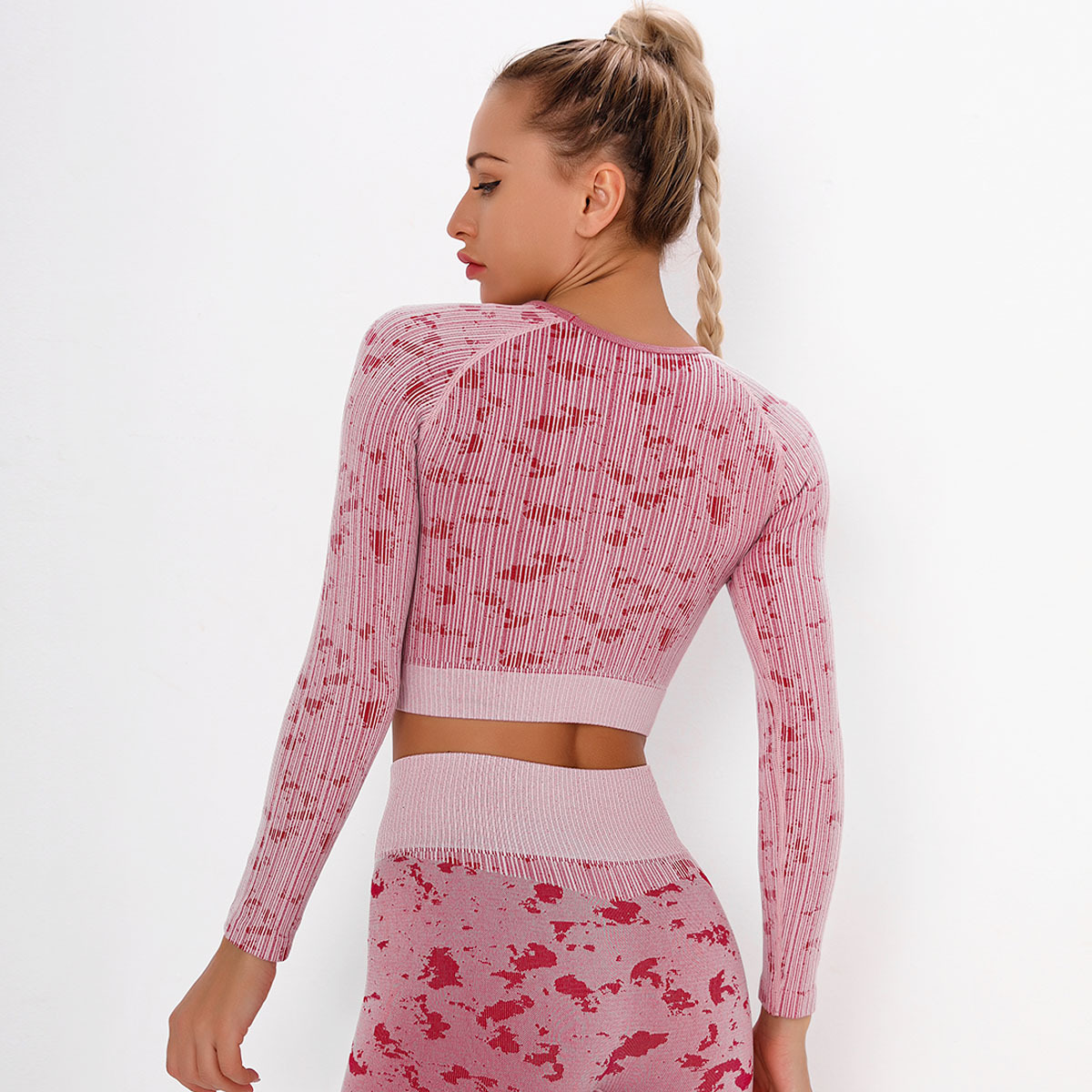 seamless knitted quick-drying long-sleeved running yoga wear NSLX9039