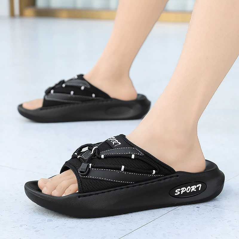 Модные модные домашние тапочки для дома, нескользящие мужские тапочки на толстой подошве, летние повседневные сандалии с ощущением наступления на дерьмо.