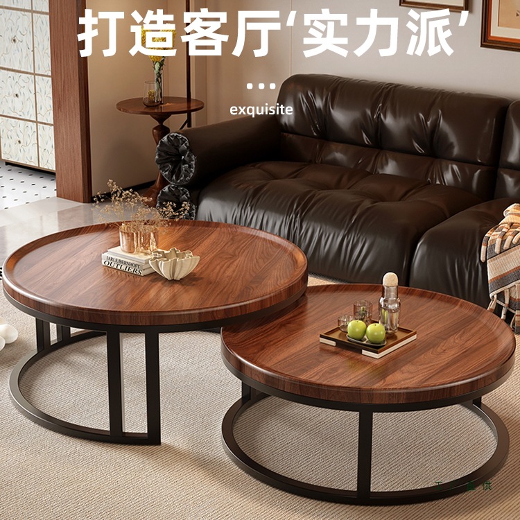 Solid Wood Coffee Table Living Room 2025 New Light Luxury Home Second-Hand Minimalist Small Apartment Balcony Round Coffee Table