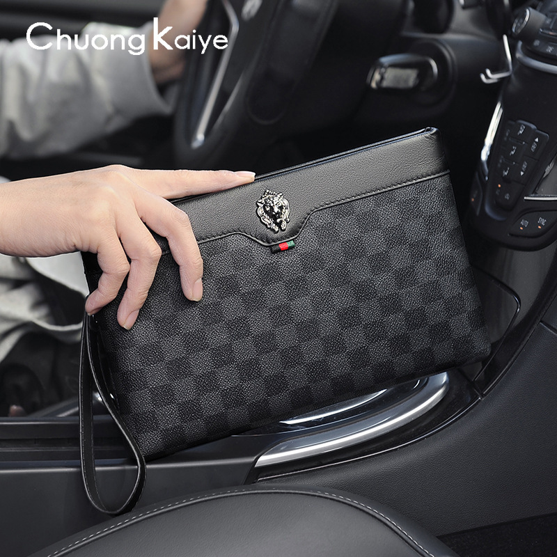 Chuongkaiye New Clutch Bag Men's Genuine Leather Clutch European and American Fashion Hand Bag Business Casual Envelope Bag