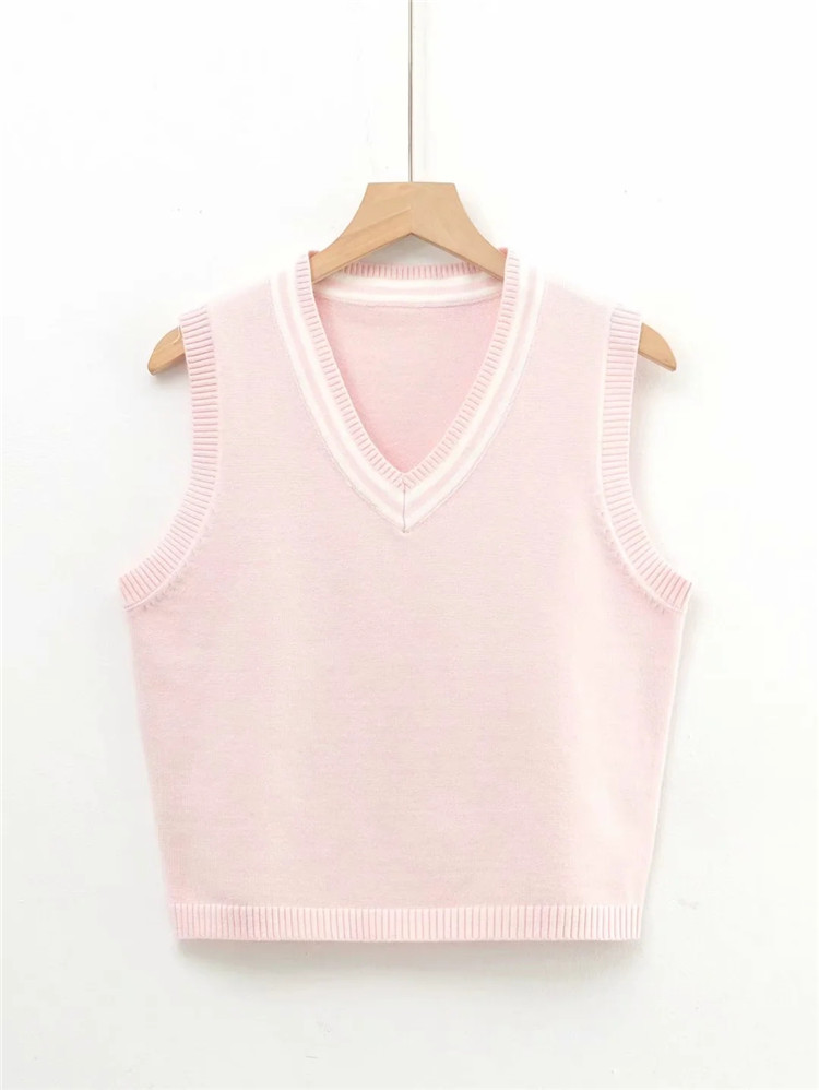 Fashion color matching temperament V-neck knitted vest NSLD27893