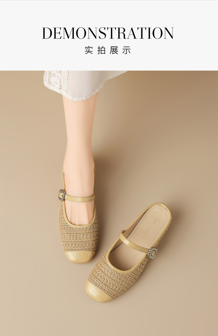 Sandal nữ hở mũi đính đá chuỗi mắt xích phong cách Pháp — MN33 màu vàng chi tiết 11