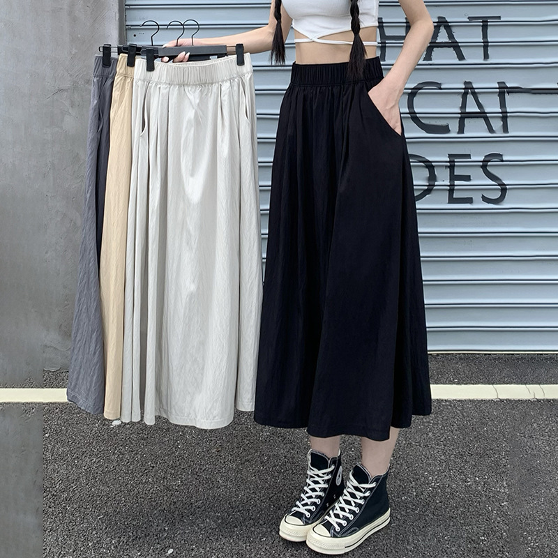 Lazy Style Yamamoto Skirt Women's Mid-Length 2025 Summer Fashion Slim Long Skirt Retro A-Line Pleated Skirt