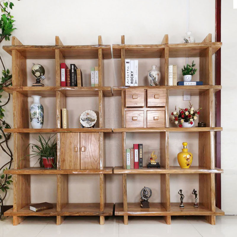 Old Elm Wood Shelf Multifunctional bookshelf Storage Shelf Tenon joint structure
