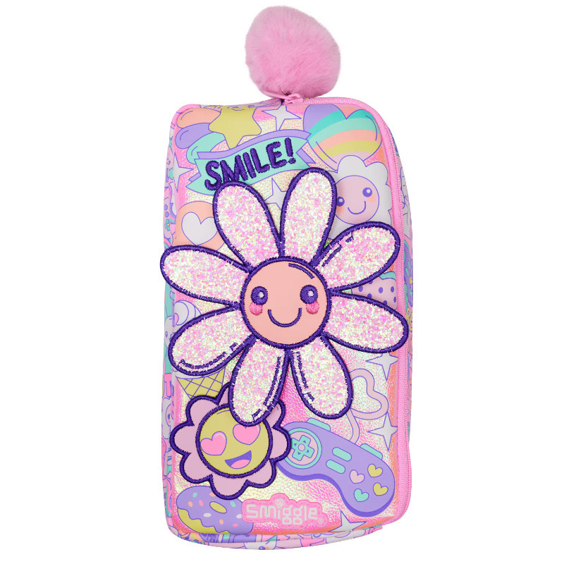 Smiggle serie rosa de sol de hombro mochila de compresión de tirón mochila de doble capa bolsa de comidas taza de agua billetera viaje