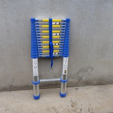 蓝色加厚梯子6米折叠式家用铝合金伸缩梯子竹节节升高升降单直梯