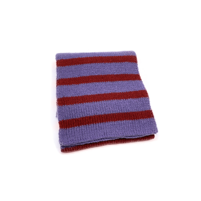 Écharpe rayée tricotée de couleur niche vintage pour femme, design d'hiver, douce et chaude, écharpe en laine étendue_voghion.com